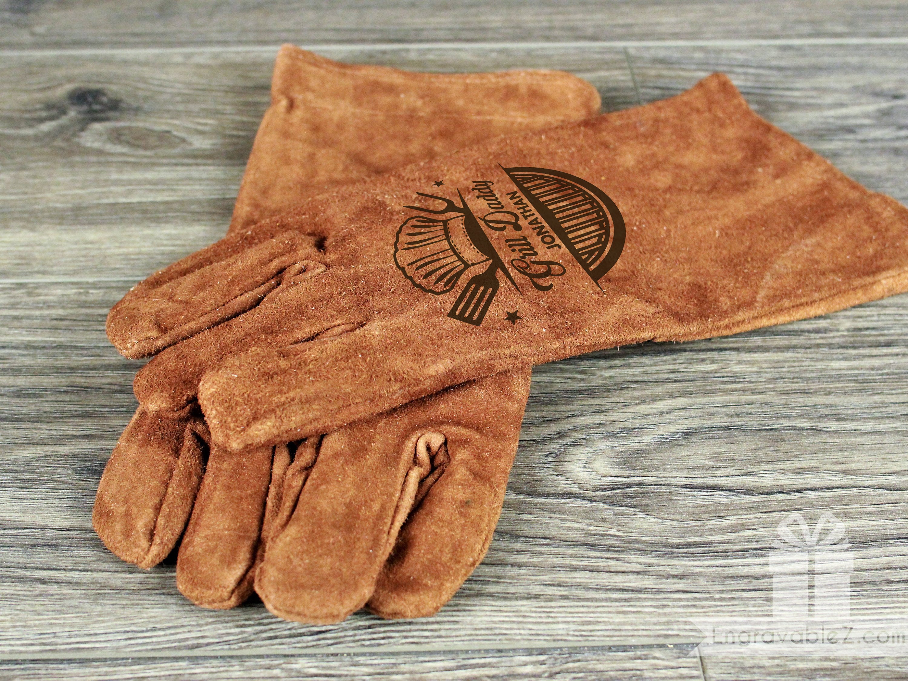 BBQ Gloves, Grill Gloves, Genuine Leather Grilling Gloves Leather Barbecue  Gloves Personalized spatula is Optional Valentines Day Men 