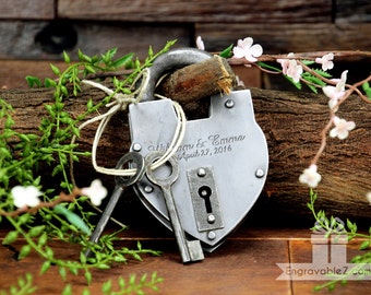 Personalized Custom Hand-Forged Love Lock (Silver) - Engraved Padlock, Wedding, Gift, Anniversary, Proposal