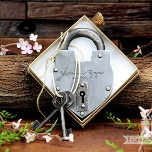 Personalized Custom Hand-Forged Love Lock Silver Engraved Padlock, Wedding, Gift, Anniversary, Proposal image 2