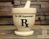 Custom Engraved Mortar and Pestle - White Marble