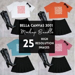 Bella Canvas 3001 Bundle Mockup, Bundle Bella Canvas 3001, Minimal Tee Mock,Flat Lay Mockup, Styled Mockup, Bella Canvas MockupBella