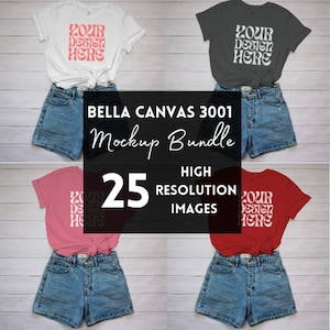 Bella Canvas 3001 Bundle Mockup, Bundle Bella Canvas 3001, Minimal Tee Mock,Flat Lay Mockup, Styled Mockup, Bella Canvas MockupBella