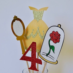 Princess Centerpiece, Belle Princess Birthday Party Decoration, Belle Centerpiece, Princess Dress