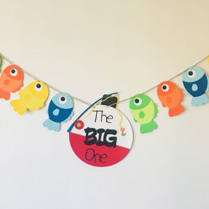 The big ONE, Fishing first birthday banner, Happy Birthday Banner, Fish Birthday Decoration image 1