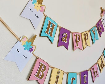 Unicorn Happy Birthday Banner, Unicorn Birthday Decoration