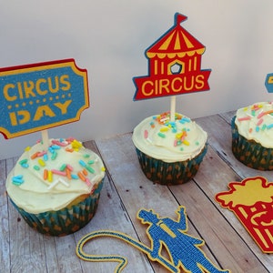 Circus Cupcake Toppers, Carnival Party Cupcake Toppers image 5