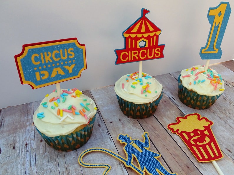 Circus Cupcake Toppers, Carnival Party Cupcake Toppers image 5