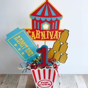 Carnival Birthday Party Centerpiece, Circus Birthday Centerpiece, Age Carnival Centerpiece, Red and Yellow Centerpiece image 4