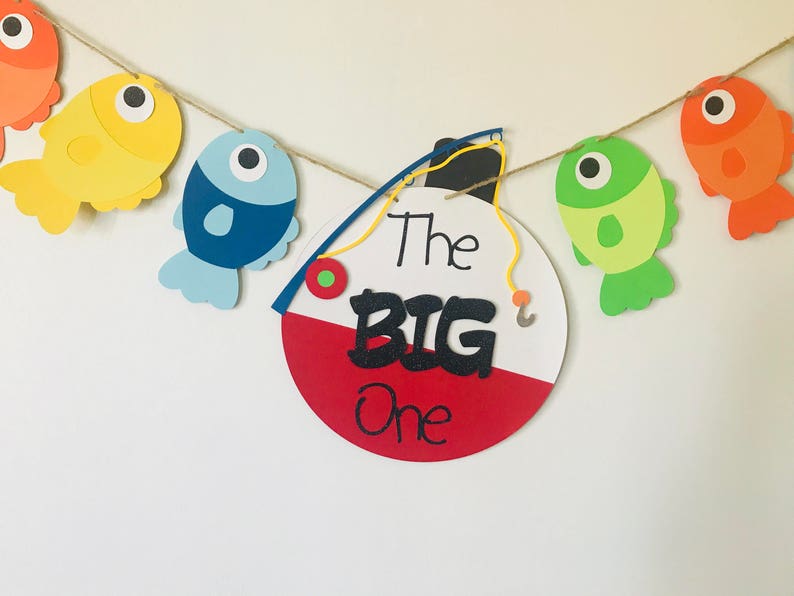 The big ONE, Fishing first birthday banner, Happy Birthday Banner, Fish Birthday Decoration image 6