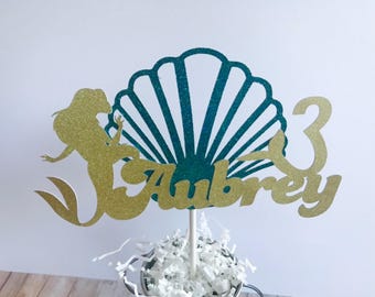 Mermaid Personalized Cake topper, Glitter Mermaid Cake topper, Under the Sea cake topper