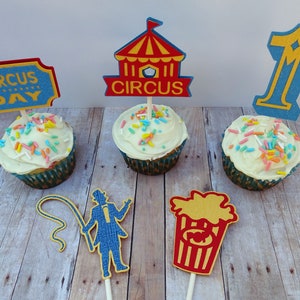 Circus Cupcake Toppers, Carnival Party Cupcake Toppers image 6