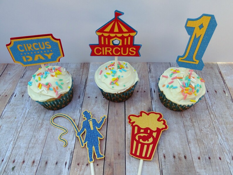 Circus Cupcake Toppers, Carnival Party Cupcake Toppers image 6