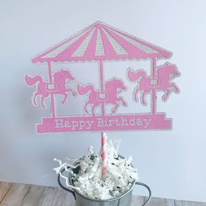 Carnival Party Cake topper, Pink Carnival Party, Girl Circus Party, Cake topper image 2