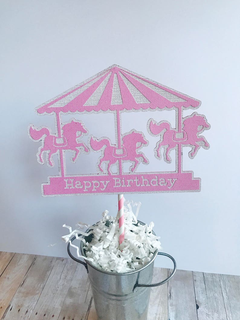 Carnival Party Cake topper, Pink Carnival Party, Girl Circus Party, Cake topper image 2