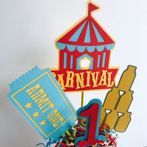 Carnival Birthday Party Centerpiece, Circus Birthday Centerpiece, Age Carnival Centerpiece, Red and Yellow Centerpiece image 2