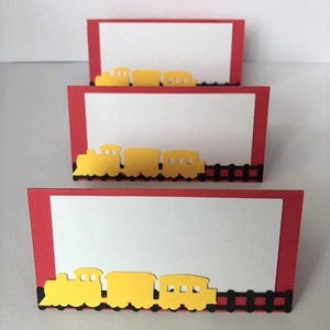 Train Birthday Food Tent Cards, Red and Yellow Train Tent Cards, Place cards image 4