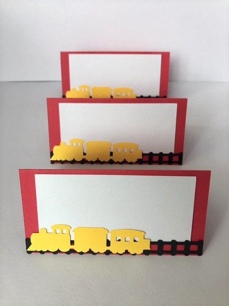 Train Birthday Food Tent Cards, Red and Yellow Train Tent Cards, Place cards image 4