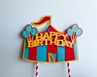 Carnival Tent Age Birthday Cake Topper, I am 1, Circus Birthday Cake Topper, Cake Topper