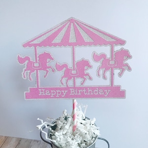 Carnival Party Cake topper, Pink Carnival Party, Girl Circus Party, Cake topper image 1