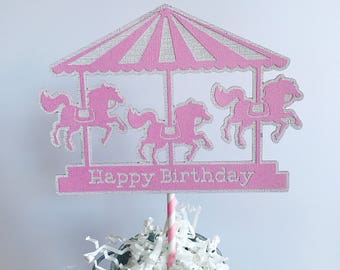 Carnival Party Cake topper, Pink Carnival Party, Girl Circus Party, Cake topper