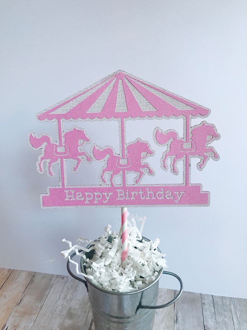 Carnival Party Cake topper, Pink Carnival Party, Girl Circus Party, Cake topper image 1