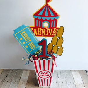 Carnival Birthday Party Centerpiece, Circus Birthday Centerpiece, Age Carnival Centerpiece, Red and Yellow Centerpiece