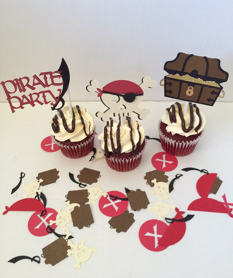 Ahoy Party Pirate Cupcake Toppers Set of 10 Pirate Cupcake Toppers Pirate Birthday Pirate Party Under the Sea Party