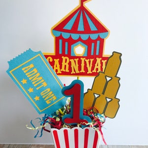 Carnival Birthday Party Centerpiece, Circus Birthday Centerpiece, Age Carnival Centerpiece, Red and Yellow Centerpiece image 3