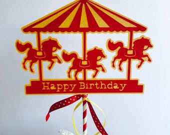 Carnival Party Cake Topper, Carousel Cake Topper, Circus Party Cake Topper, Circus Party Decoration