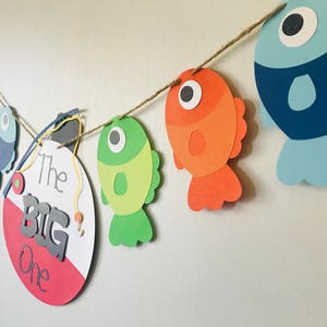 The big ONE, Fishing first birthday banner, Happy Birthday Banner, Fish Birthday Decoration image 4
