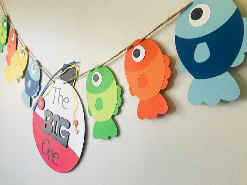 The big ONE, Fishing first birthday banner, Happy Birthday Banner, Fish Birthday Decoration image 4