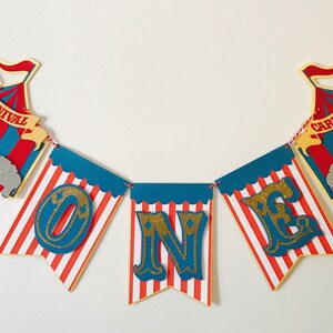 Circus Carnival First Birthday Highchair Banner - Burlap & Satin Garland For Cake Smash Photos