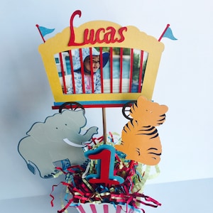 Carnival Birthday Table Centerpiece, Personalized Circus Party Centerpiece, Animal Centerpiece, First Birthday Party Decoration