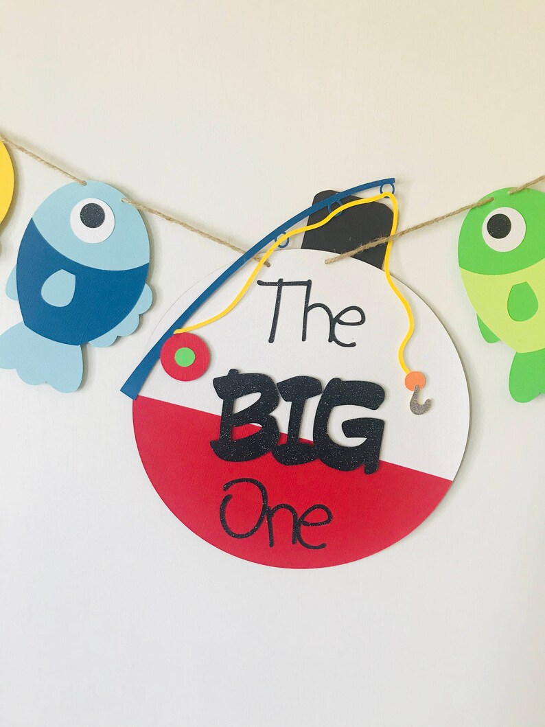 The big ONE, Fishing first birthday banner, Happy Birthday Banner, Fish Birthday Decoration image 3