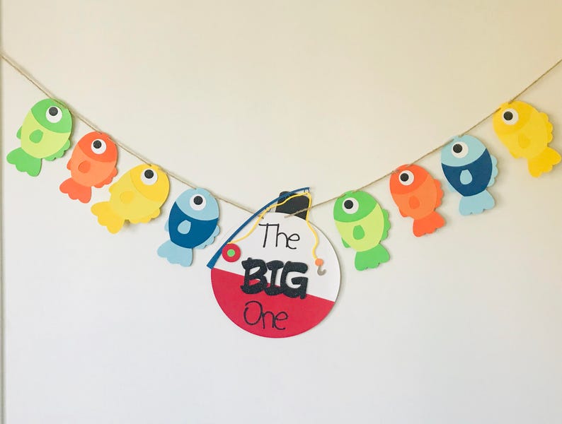 The big ONE, Fishing first birthday banner, Happy Birthday Banner, Fish Birthday Decoration image 1