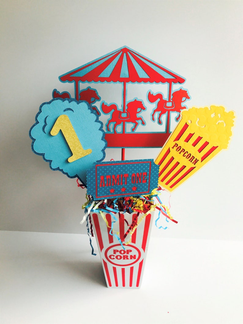 Circus Birthday Centerpiece, Carnival Party Centerpiece, Animal Centerpiece image 1