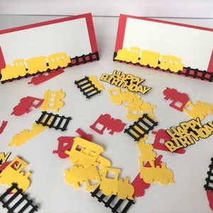 Train Birthday Food Tent Cards, Red and Yellow Train Tent Cards, Place cards image 3