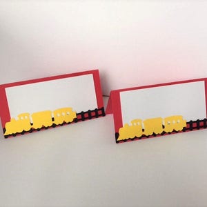 Train Birthday Food Tent Cards, Red and Yellow Train Tent Cards, Place cards image 2