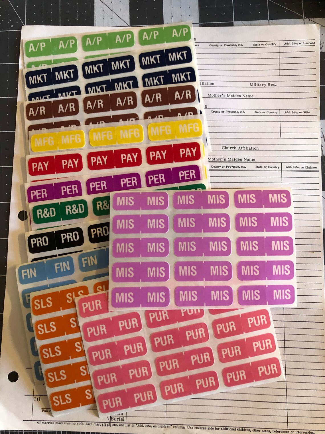 Vintage File Tab Stickers Etsy