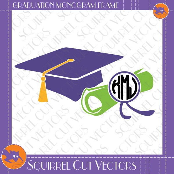 Download Graduation Cap and Scroll Monogram Frame SVG DXF EPS ...