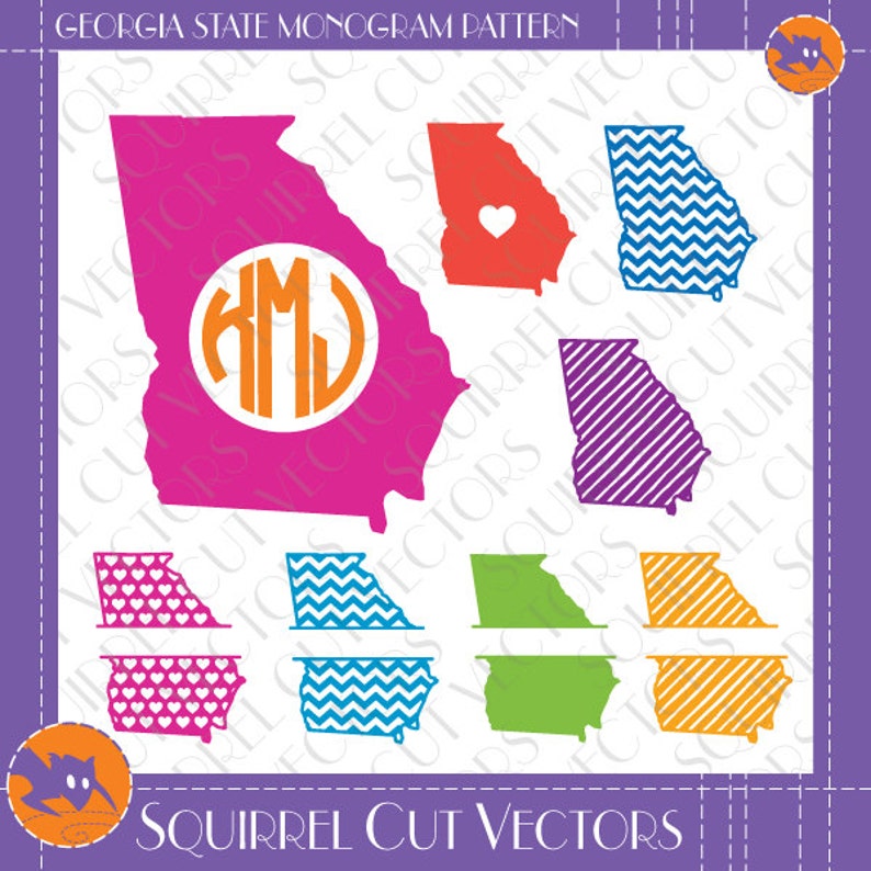 Download 8 Georgia State Shapes Patterns and Monogram Splits SVG ...