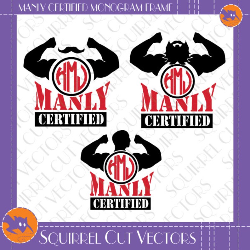 Manly Certified Monogram Frame SVG DXF EPS Cutting files Etsy