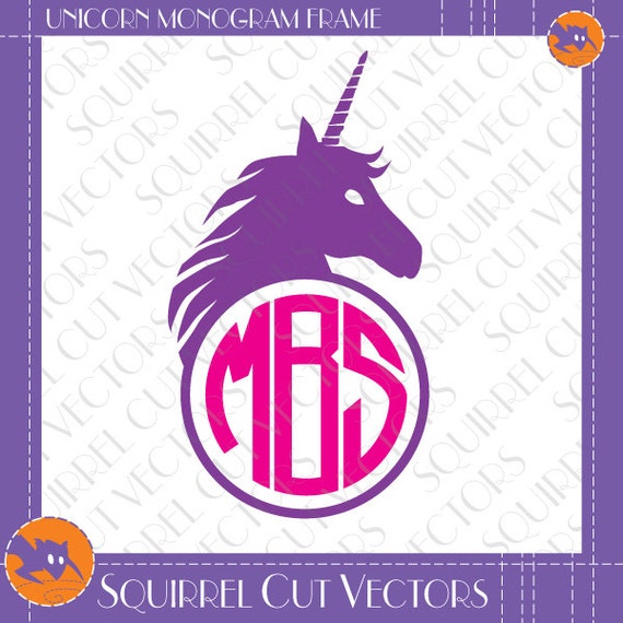 Download Unicorn Monogram Frame Svg Dxf Eps Cutting Files Etsy