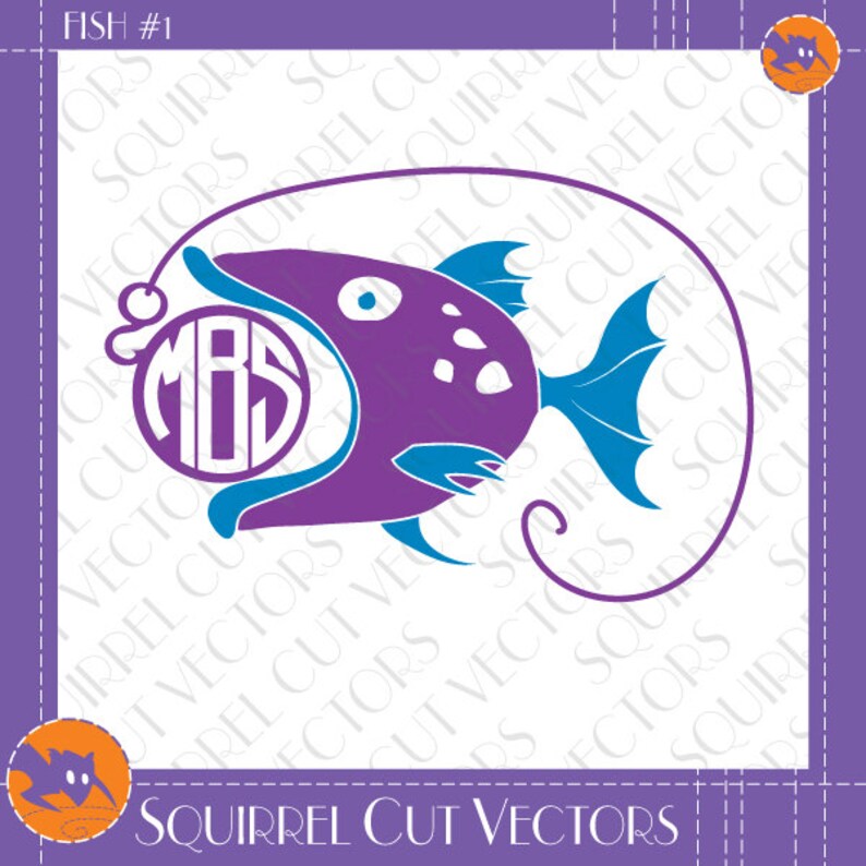 Download Fish and bait Monogram Frame SVG DXF EPS Cutting files | Etsy