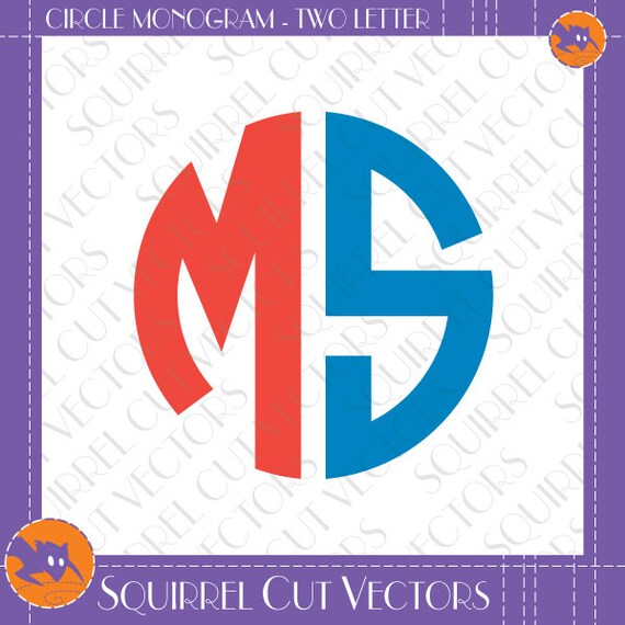 Download Circle Monogram 2 Letter Svg Dxf Eps Cutting Files Alphabet Etsy