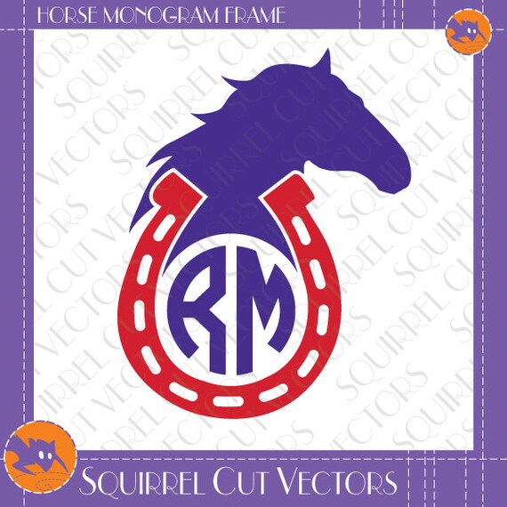 Download Horse And Horseshoe Monogram Frame Svg Dxf Eps Cutting Files Etsy