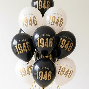 80th Birthday Decorations - Vintage 1946 - 80th Party Balloons - Milestone Decor - Latex