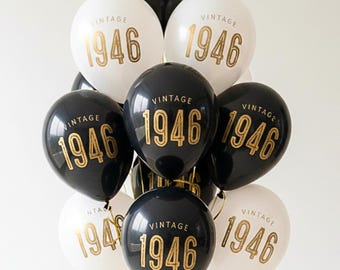 80th Birthday Decorations - Vintage 1946 - 80th Party Balloons - Milestone Decor - Latex