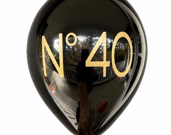 40th Birthday Balloons - No 40 - Black White Gold - Latex - Fortieth Party Decor