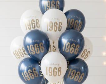 Globos de látex para el 60 cumpleaños, estilo vintage de 1966 — Decoraciones para fiestas de cumpleaños importantes — Negro, azul marino, blanco
